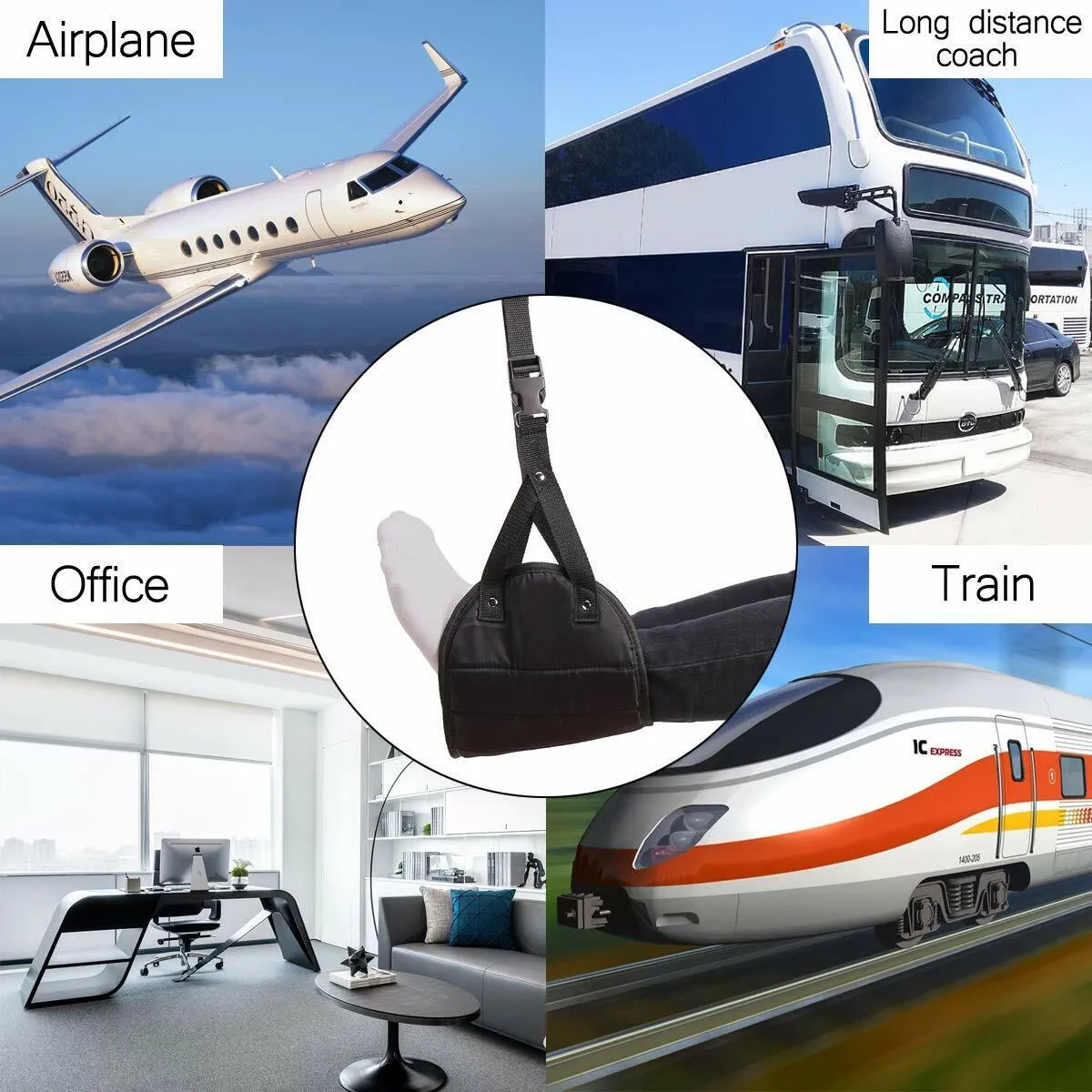 1-3 Pack Portable Foot Rest Relax Travel Hammock Carry Flight Leg Airplane Pad