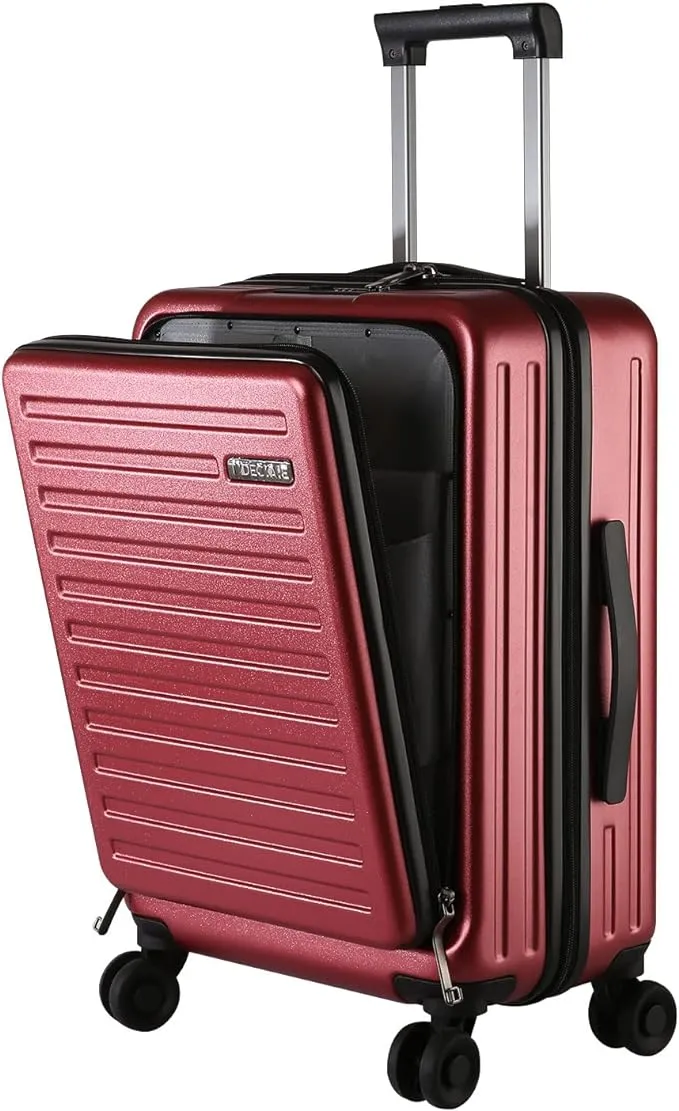 20" Luggage Hunter Green Carry On with Front Zipper Laptop Pocket Suitcase