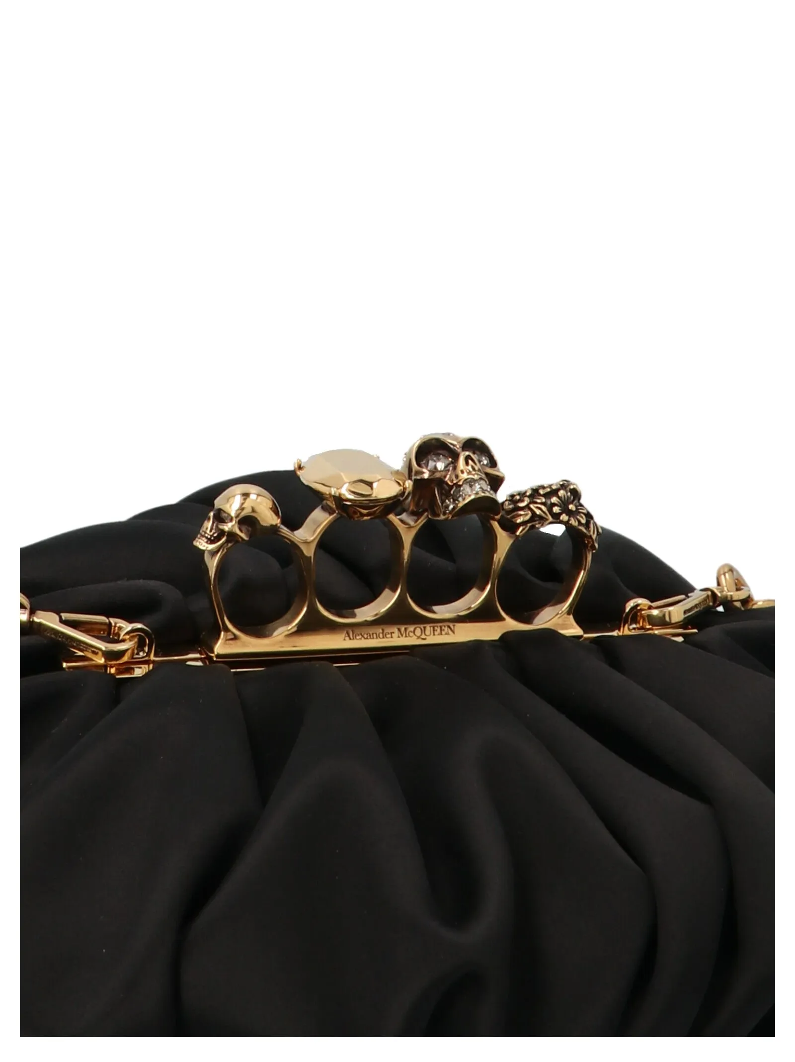 Alexander McQueen Satin Four Ring Clutch Bag