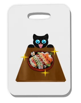 Anime Cat Loves Sushi Thick Plastic Luggage Tag by TooLoud