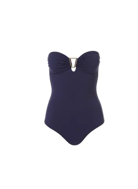 Argentina Navy Pique Bandeau Triangle Trim Swimsuit