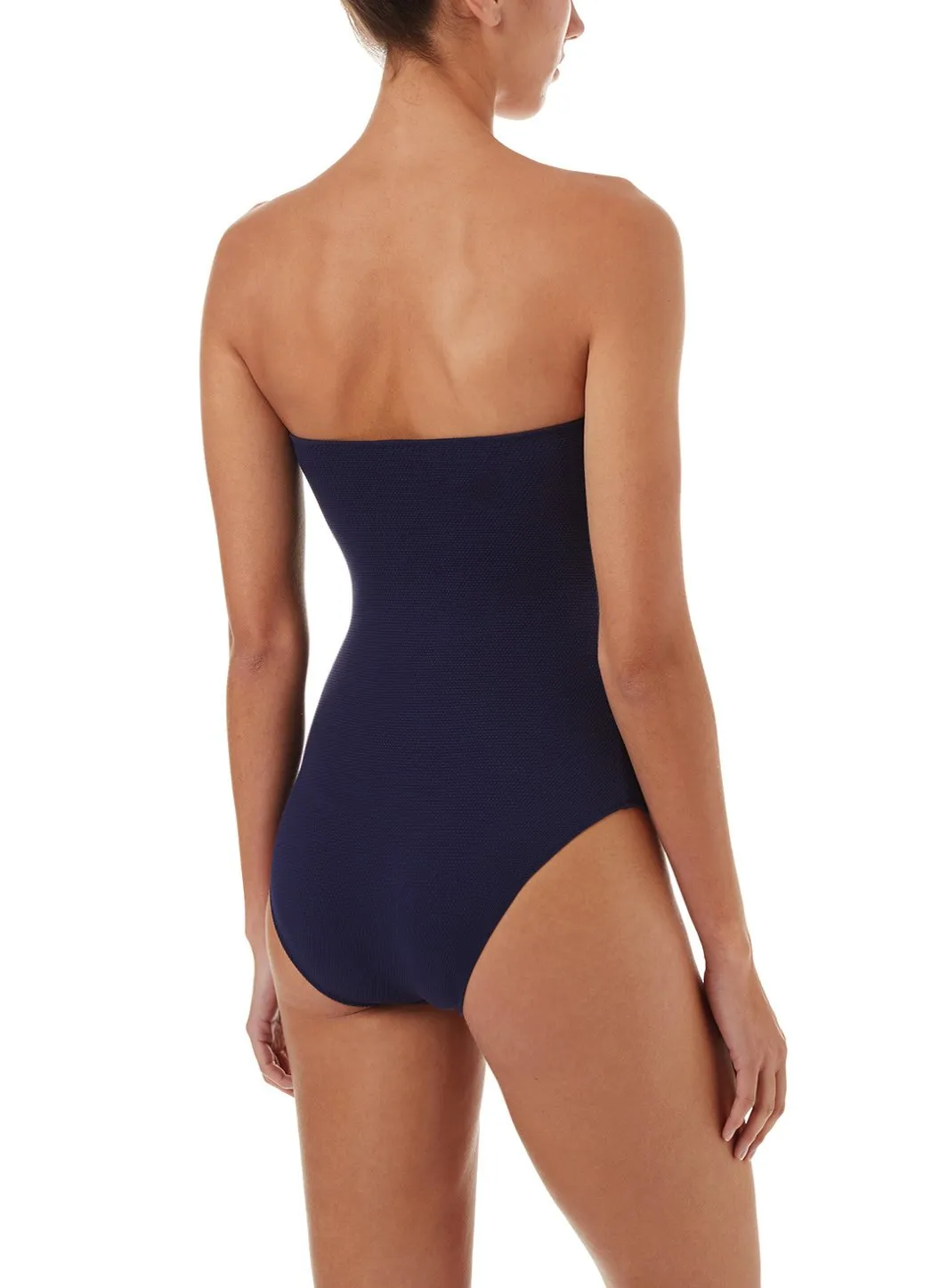 Argentina Navy Pique Bandeau Triangle Trim Swimsuit