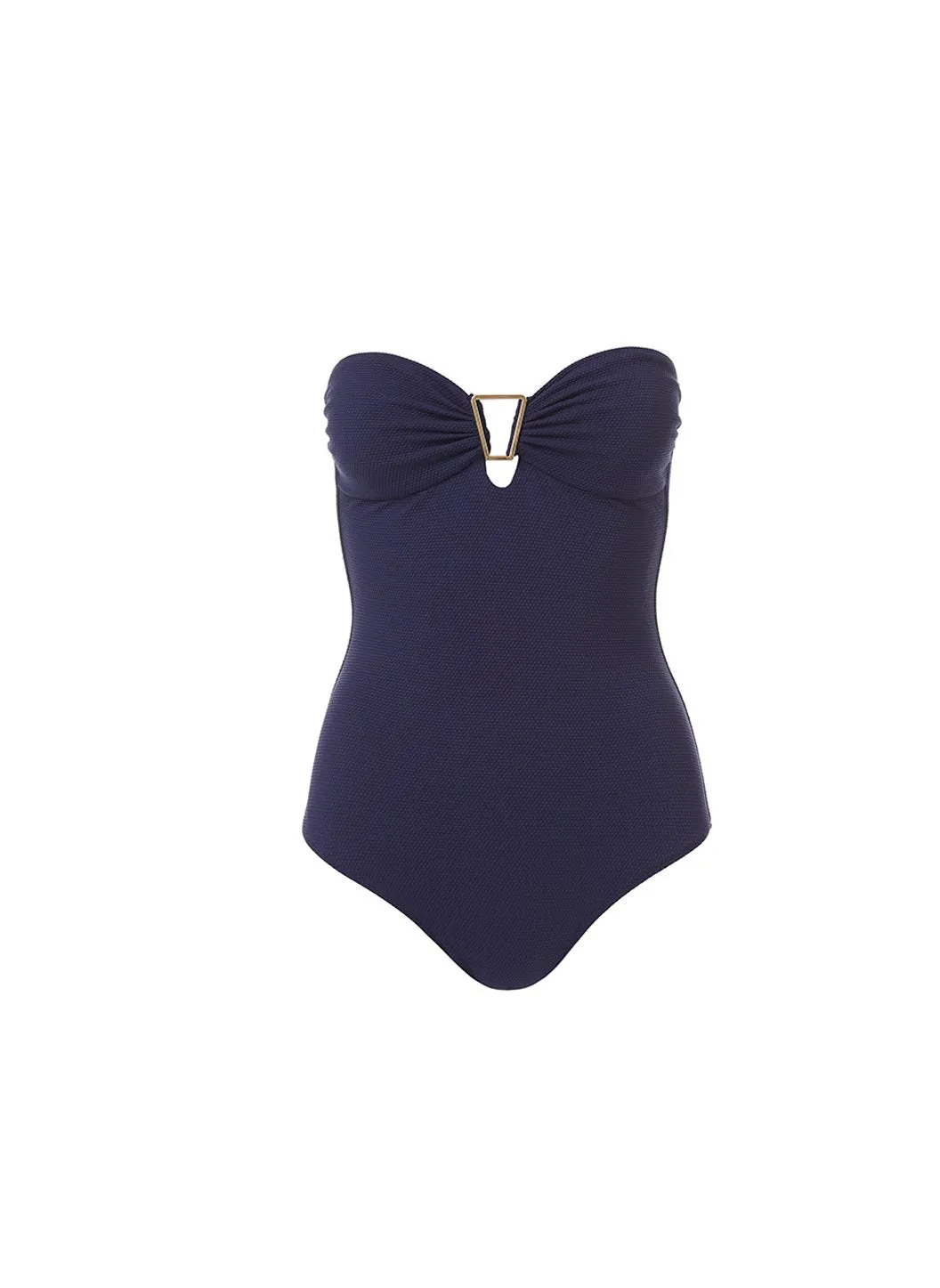 Argentina Navy Pique Bandeau Triangle Trim Swimsuit
