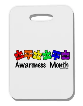 Autism Awareness Month - Colorful Puzzle Pieces Thick Plastic Luggage Tag by TooLoud