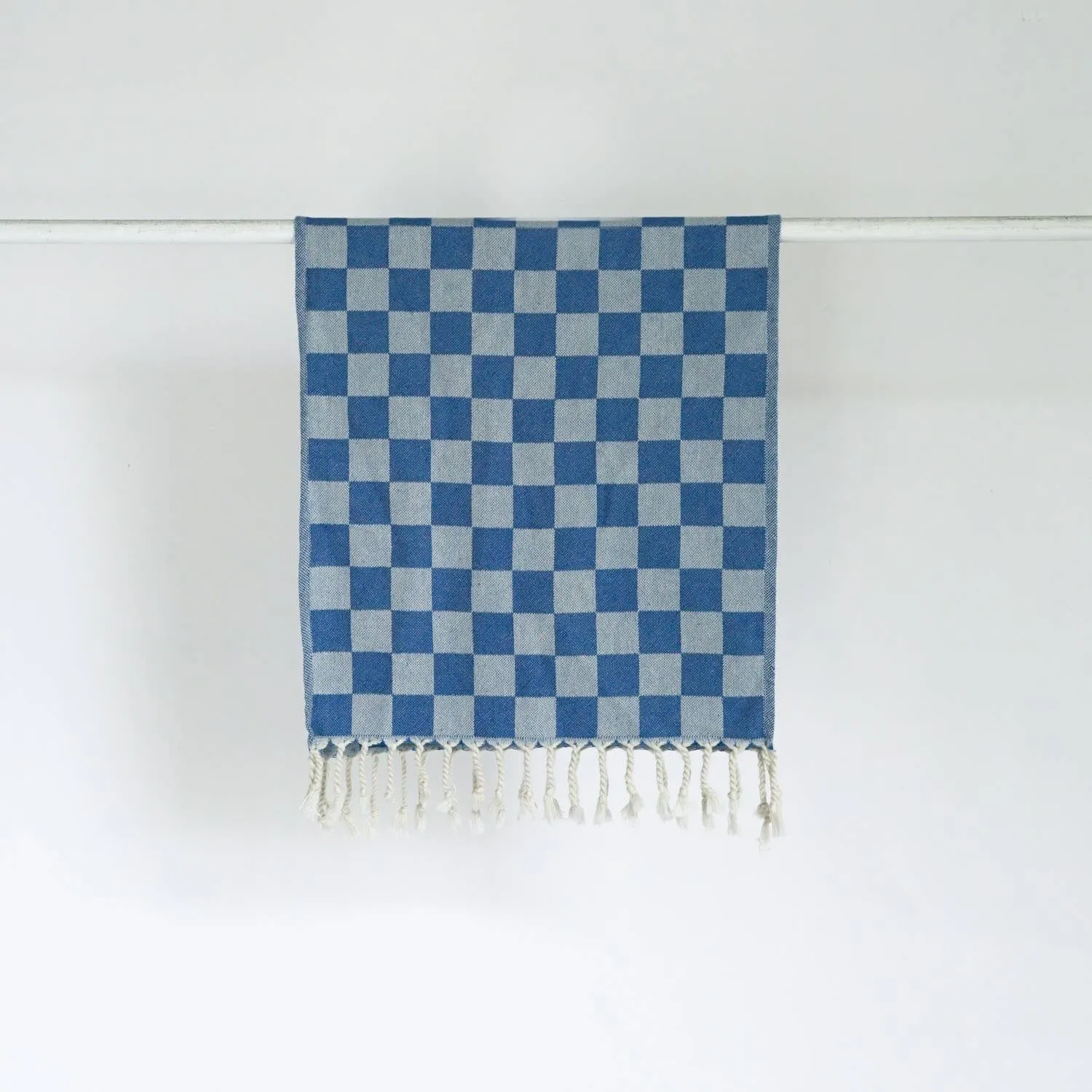 BLUE CHECK TURKISH HAND TOWEL