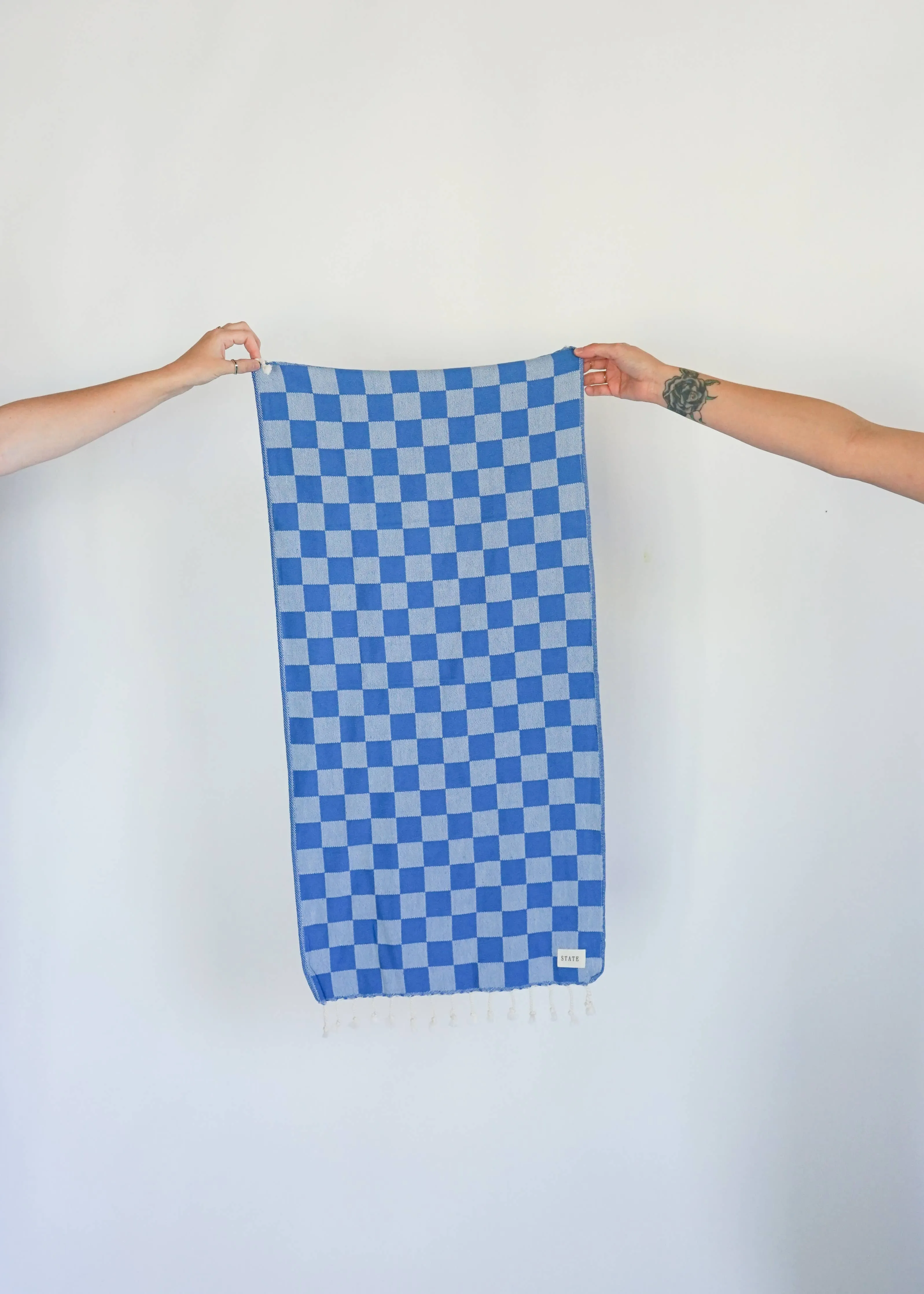 BLUE CHECK TURKISH HAND TOWEL