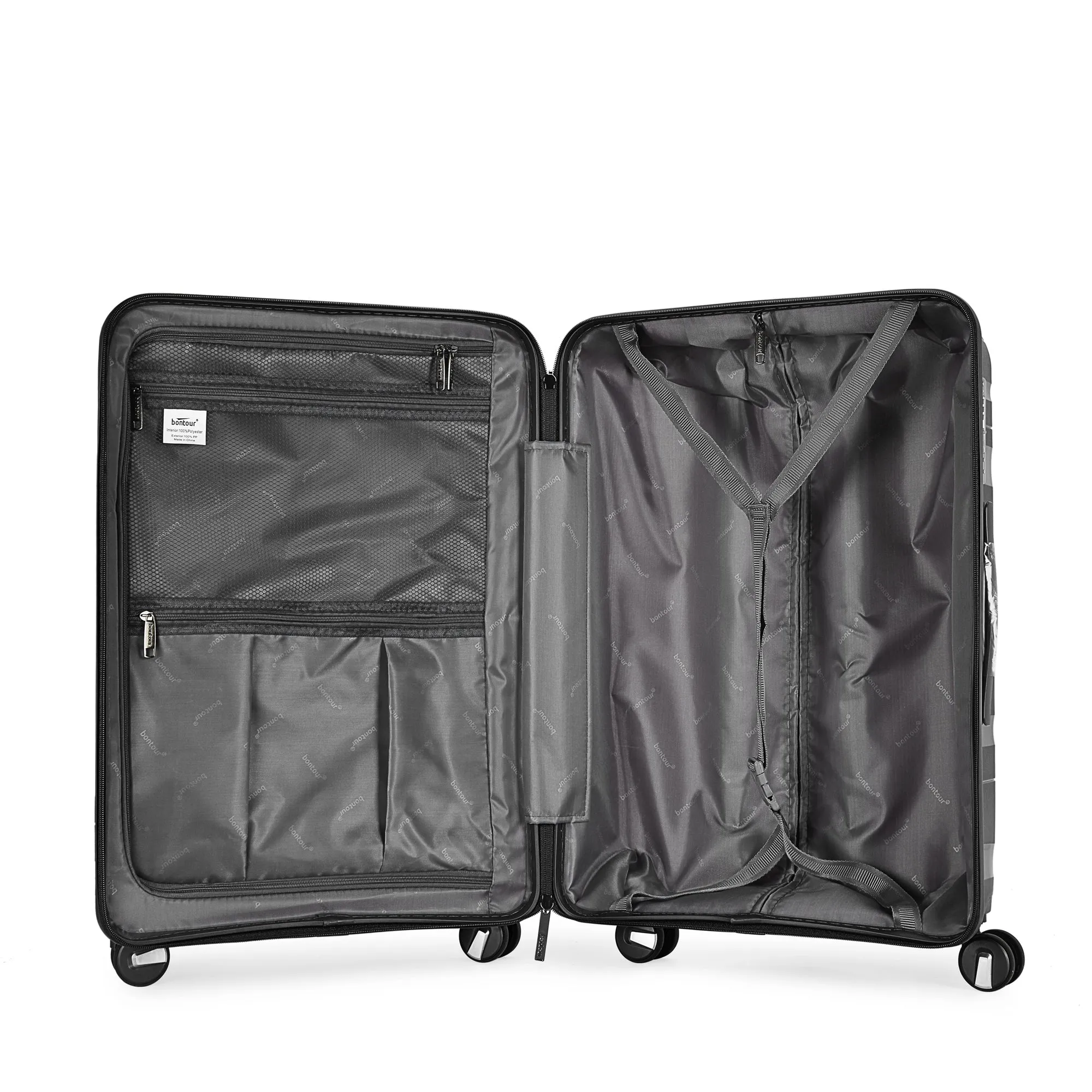 Bontour 'Flow' 4-wheeled cabin suitcase with TSA lock, 55x38x20cm, Black