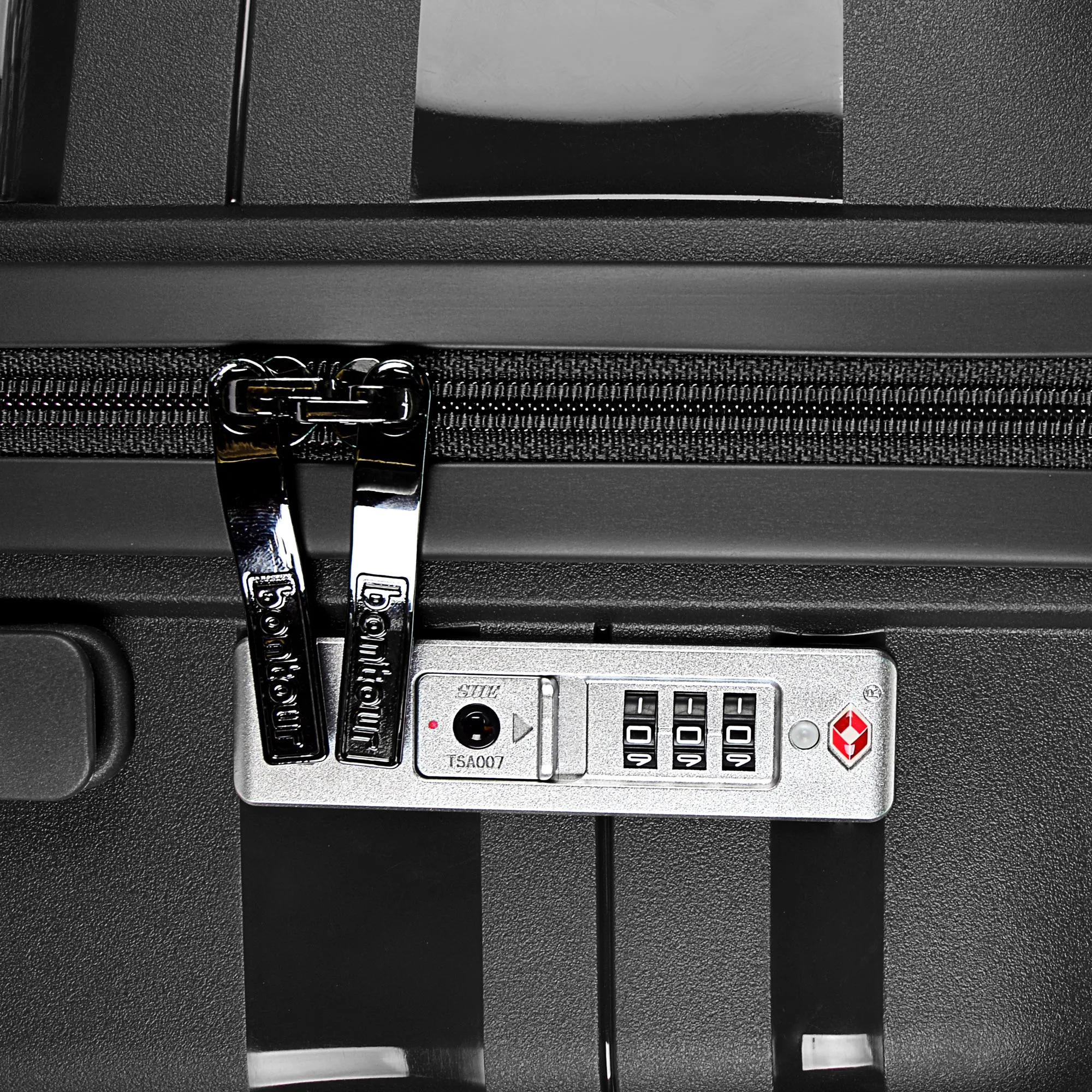 Bontour 'Flow' 4-wheeled cabin suitcase with TSA lock, 55x38x20cm, Black
