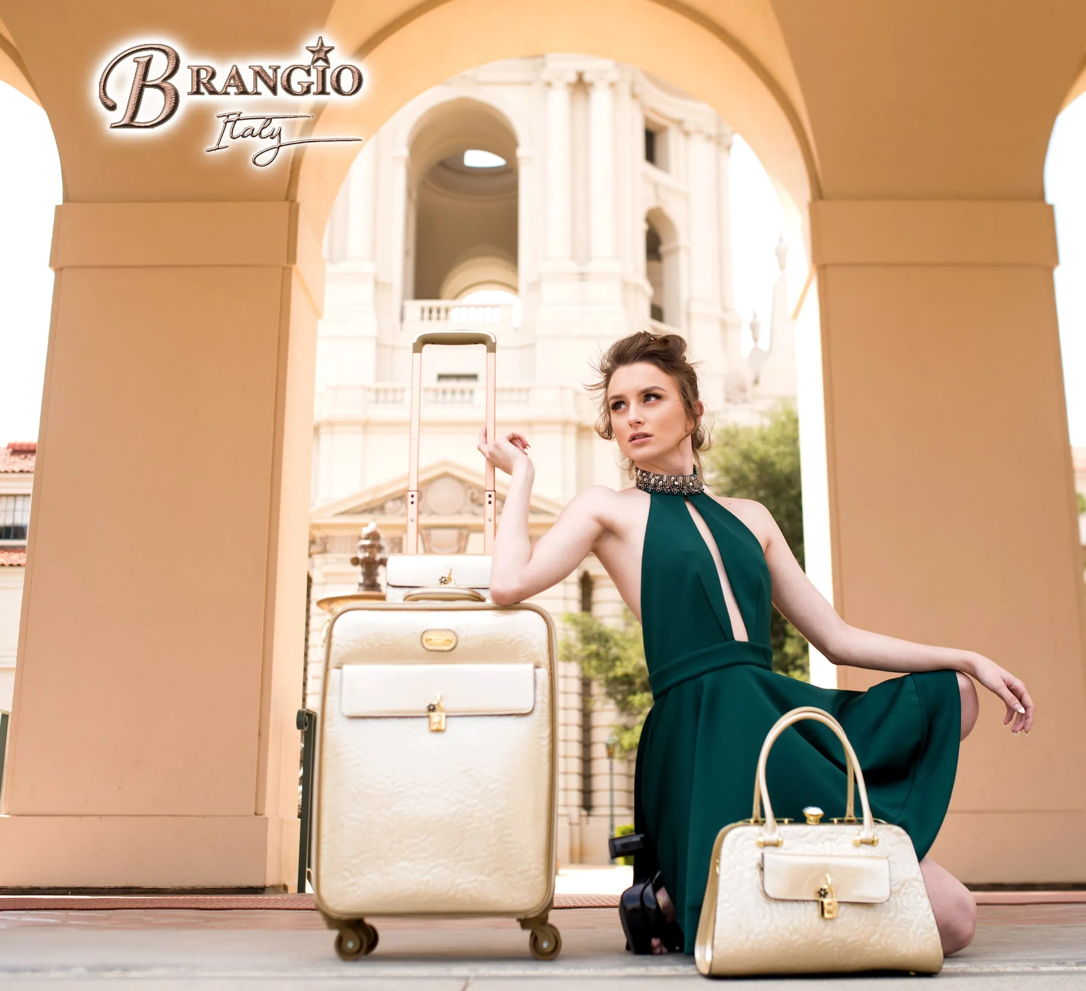 Brangio Embossed Floral Glossy Trolley Bag