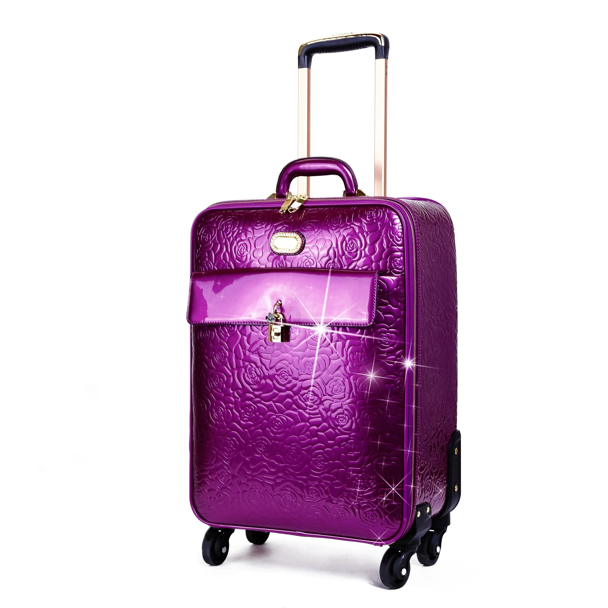 Brangio Embossed Floral Glossy Trolley Bag