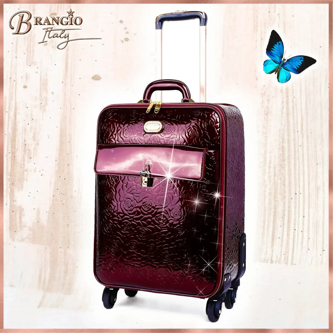 Brangio Embossed Floral Glossy Trolley Bag