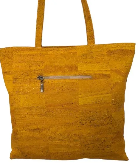 Bruna Cork Tote Bag Yellow and Blue Tile