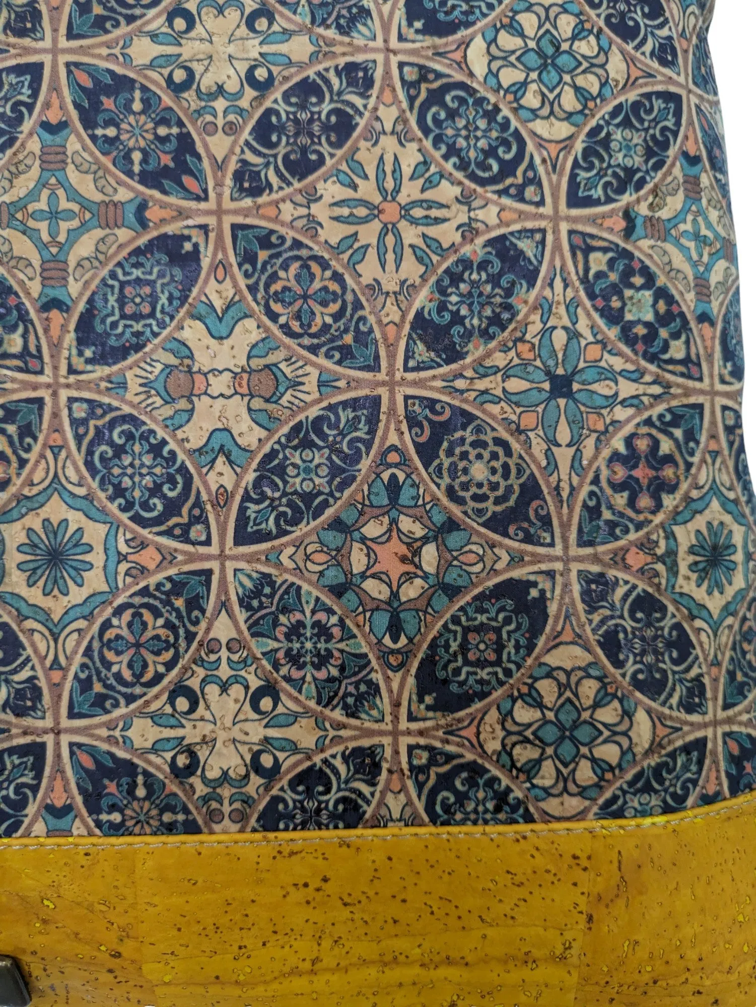 Bruna Cork Tote Bag Yellow and Blue Tile