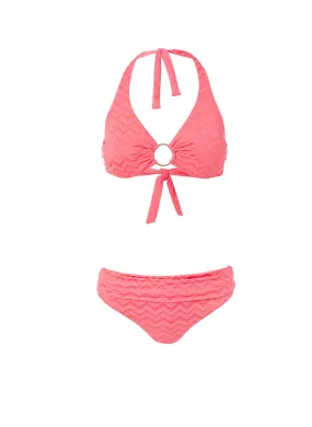 Brussels Coral Wave Halterneck Ring Supportive Bikini