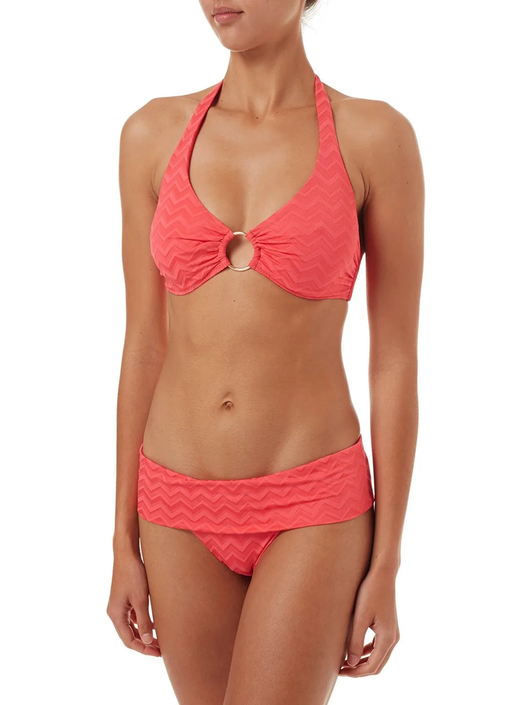 Brussels Coral Wave Halterneck Ring Supportive Bikini