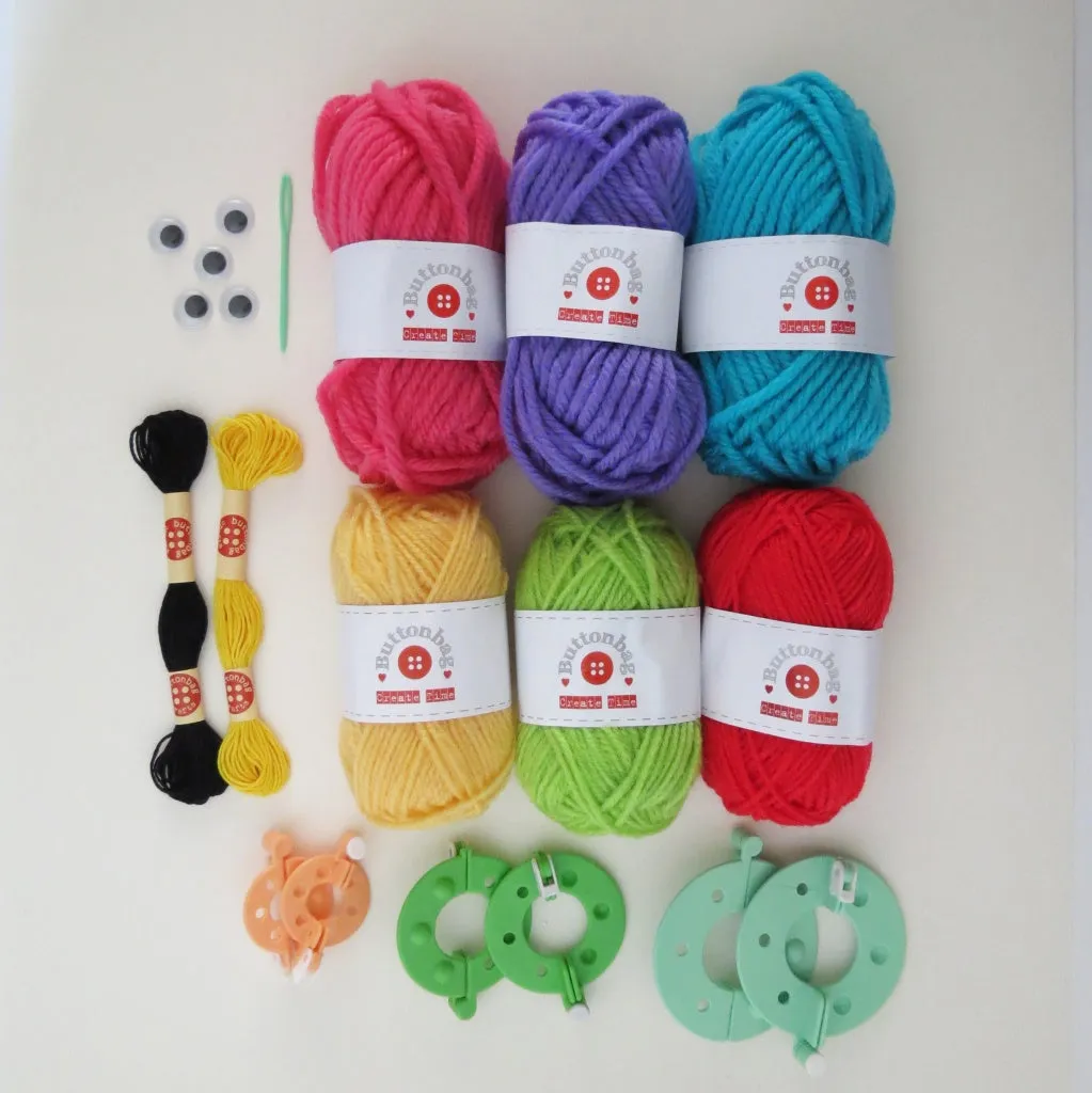 Buttonbag Pompom Making Suitcase Art and craft for kids 6yrs 