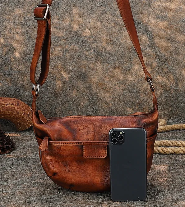 Casual Ladies Brown Leather Crossbody Purse Cross Shoulder Bag