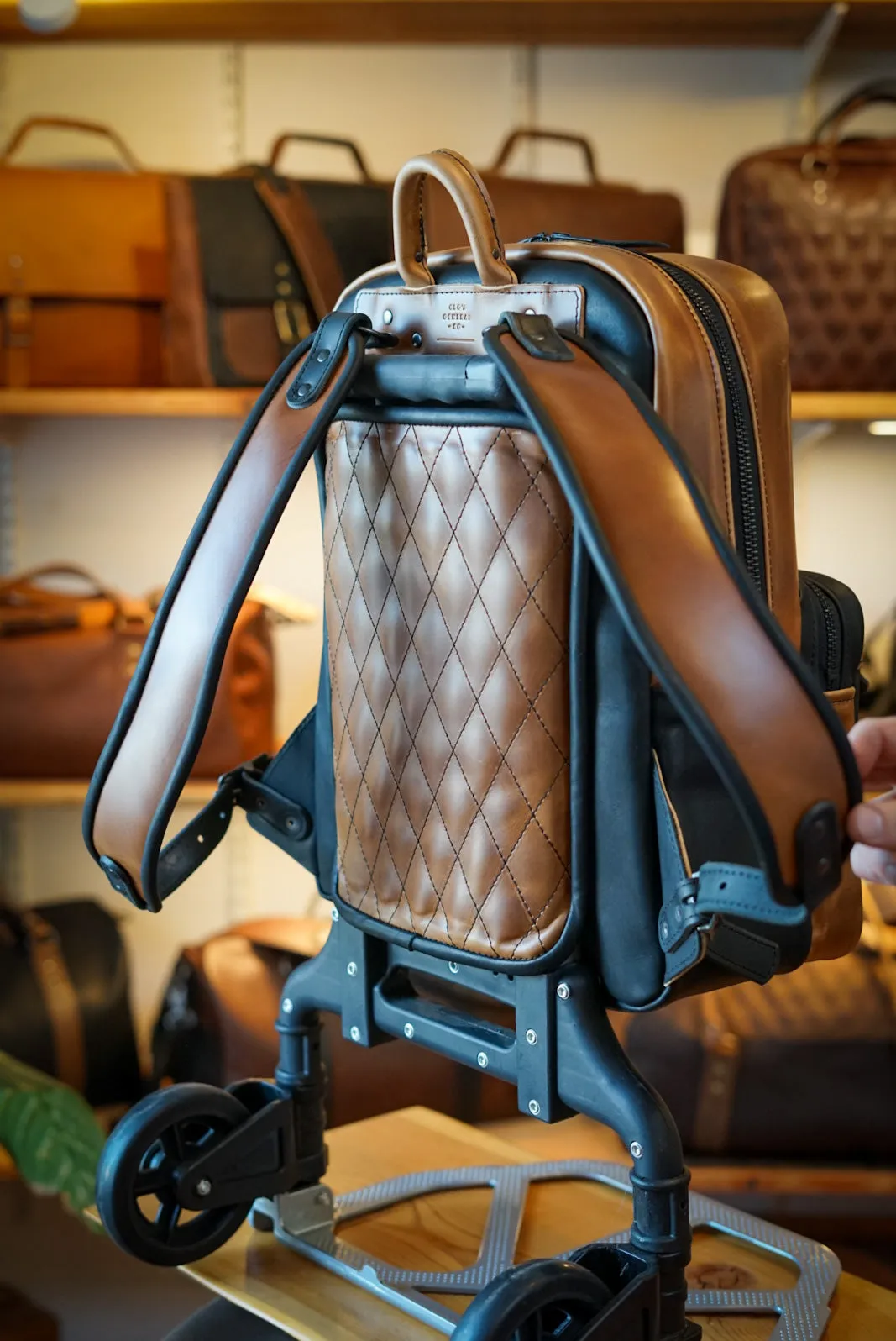 Commuter Backpack (Two Tone: Horween English Tan   Flat Black)