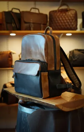 Commuter Backpack (Two Tone: Horween English Tan   Flat Black)