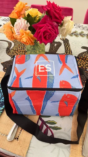 Cooler Bag - Small lunch box - Blue with Orange Fish