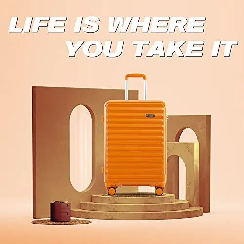 Coolife Luggage Suitcase 3 Piece Set expandable - ABS PC Orange