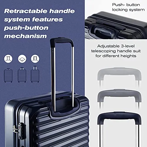 Coolife Luggage Suitcase 3 Piece Set expandable - ABS PC Orange