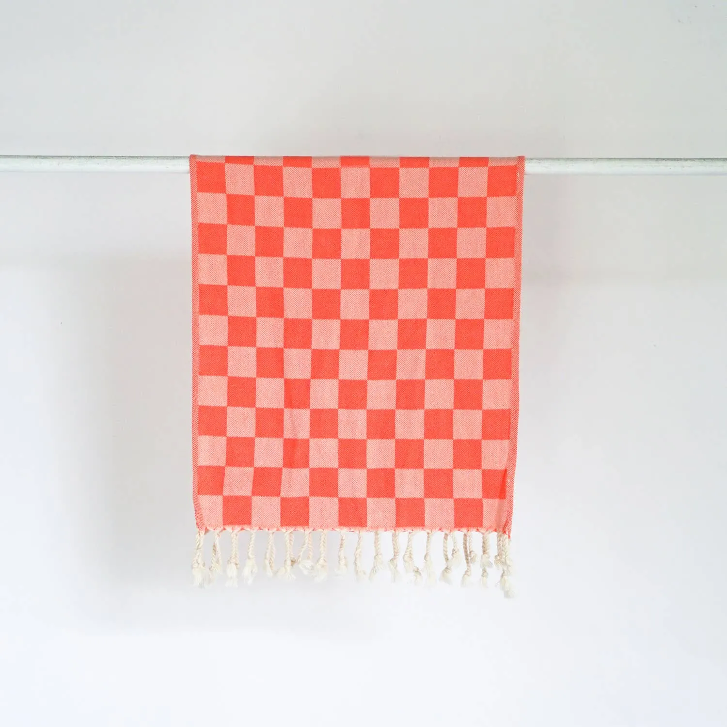 CORAL CHECK TURKISH HAND TOWEL