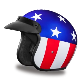 Daytona D.O.T. Cruiser States of America Motorcycle Open Face Helmet, Blue/White/Red