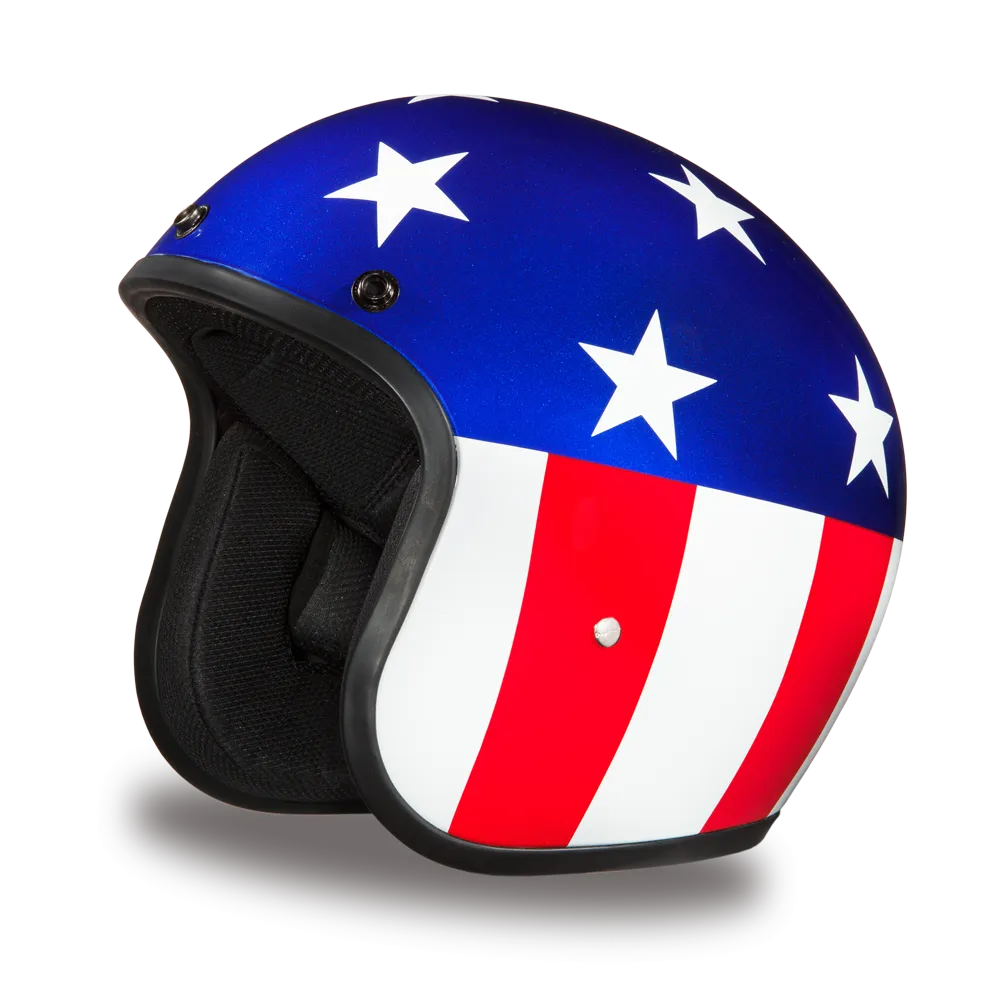 Daytona D.O.T. Cruiser States of America Motorcycle Open Face Helmet, Blue/White/Red