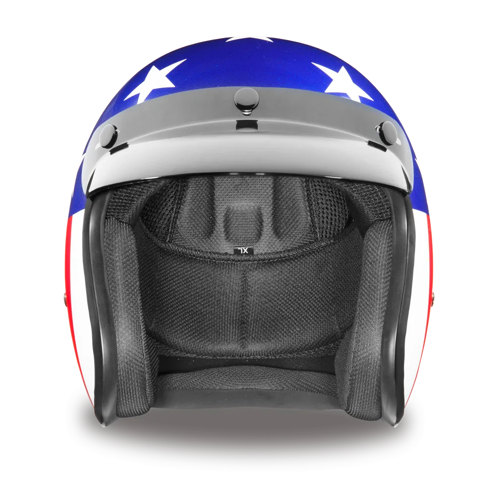 Daytona D.O.T. Cruiser States of America Motorcycle Open Face Helmet, Blue/White/Red