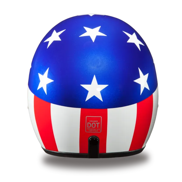 Daytona D.O.T. Cruiser States of America Motorcycle Open Face Helmet, Blue/White/Red