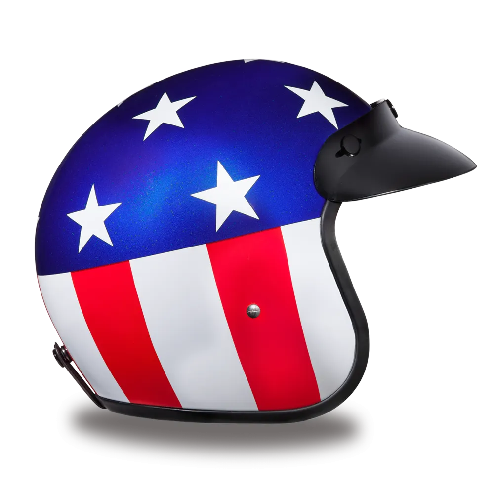 Daytona D.O.T. Cruiser States of America Motorcycle Open Face Helmet, Blue/White/Red