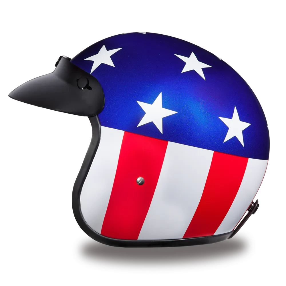 Daytona D.O.T. Cruiser States of America Motorcycle Open Face Helmet, Blue/White/Red