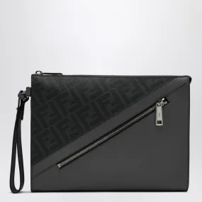 DIAGONAL POUCH IN GREY FF CANVAS