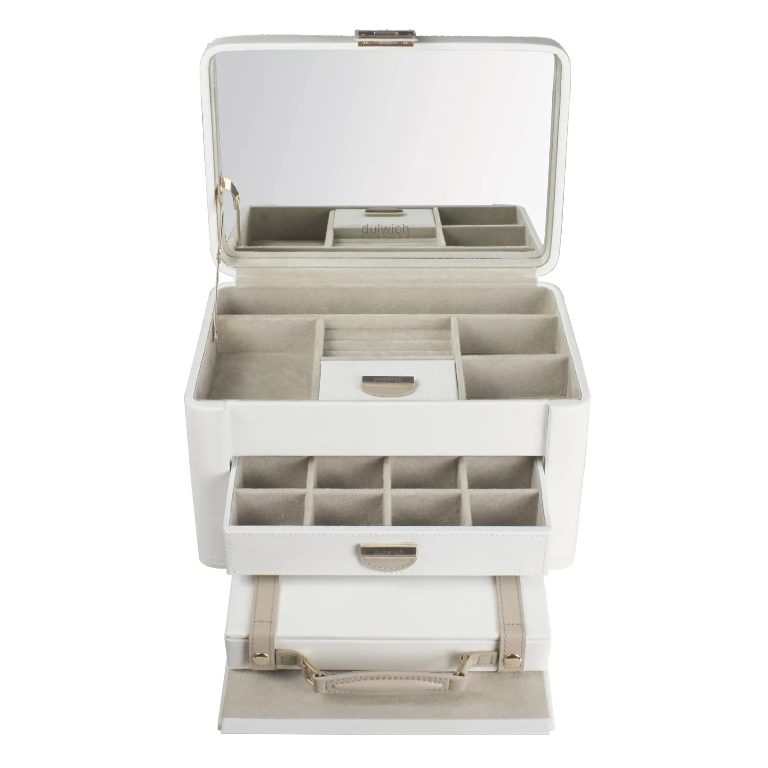 Dulwich Designs Belgravia Large Jewellery Box 71023 Cream Leather