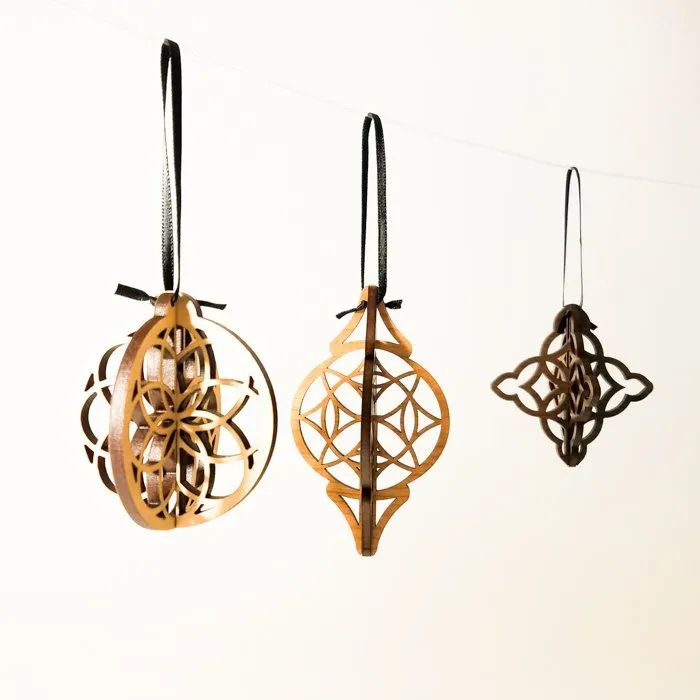 Eco-Friendly Laser-Cut Wood Christmas Ornaments