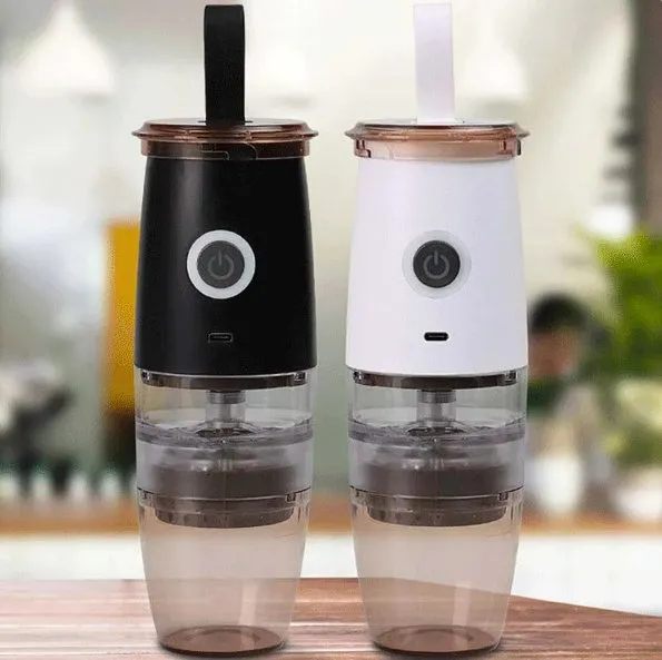 Electric and Portable Mini Coffee Grinder - 2 in 1 USB Hand Crank Coffee Machine with Handle