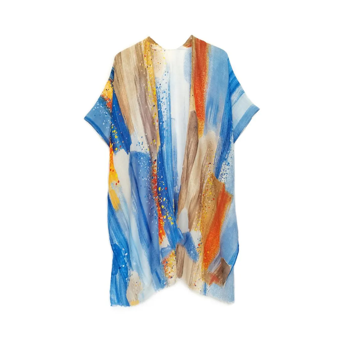 Empire Cove Womens Brush Stroke Print Kimono Shawl Wraps Beach Cover Ups Summer