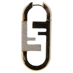 Fendi O'Lock Crystal Embellished Earring In Gold Metal