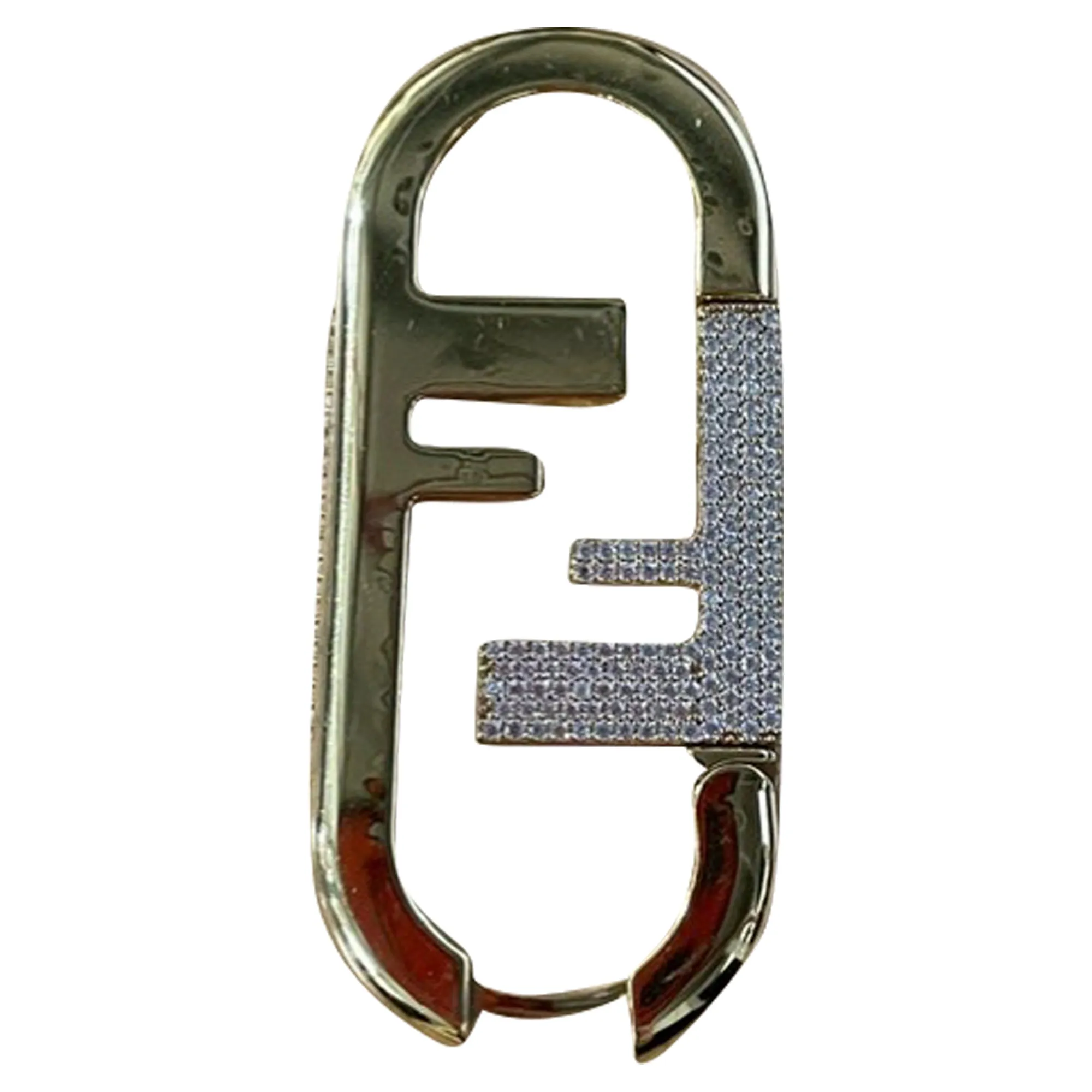 Fendi O'Lock Crystal Embellished Earring In Gold Metal