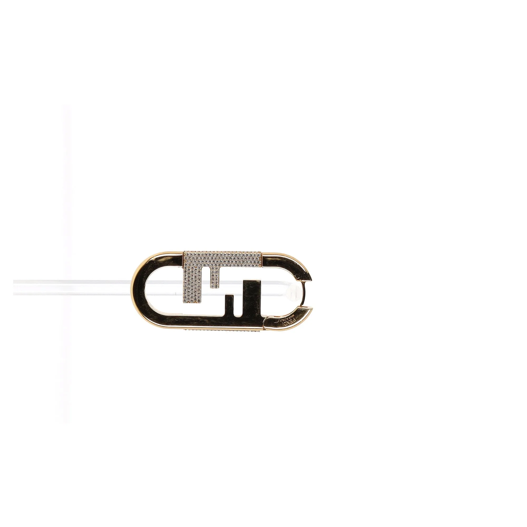 Fendi O'Lock Crystal Embellished Earring In Gold Metal
