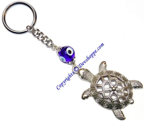 Feng Shui Tortoise Key chain with evil eye bead