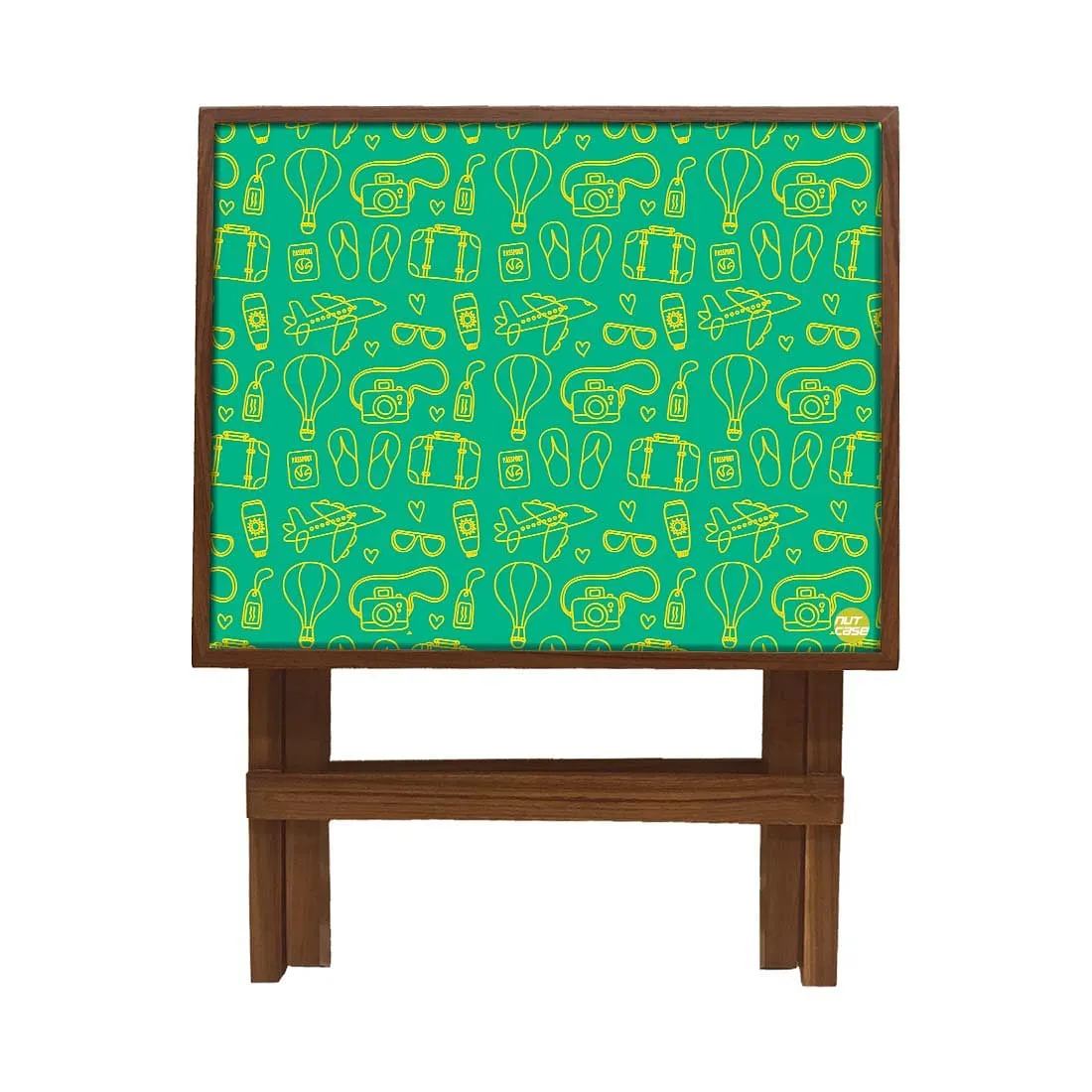 Folding Side Table - Teak Wood - Suitcase And Air Balloon