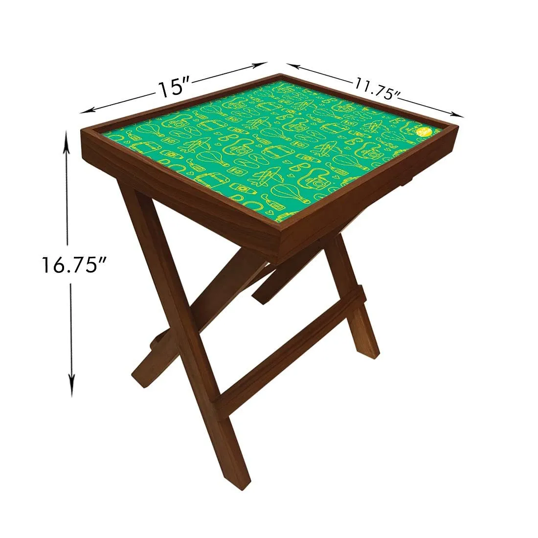 Folding Side Table - Teak Wood - Suitcase And Air Balloon
