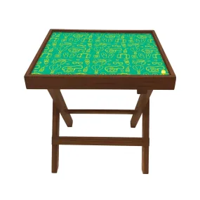 Folding Side Table - Teak Wood - Suitcase And Air Balloon