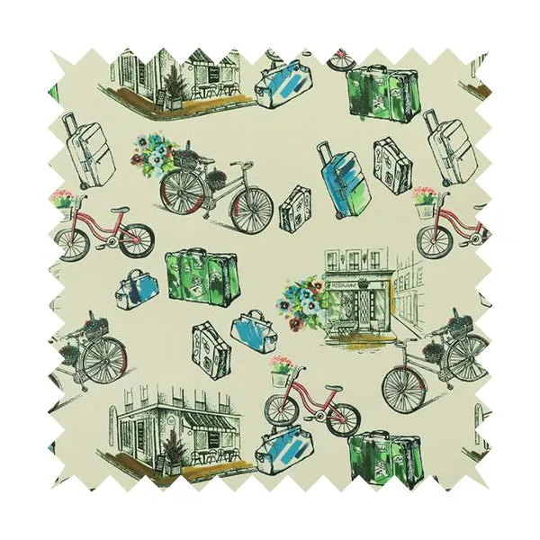Freedom Printed Velvet Fabric Bicycle Outdoor Travel Suitcase Pattern Upholstery Fabrics CTR-466 - Made To Measure Curtains