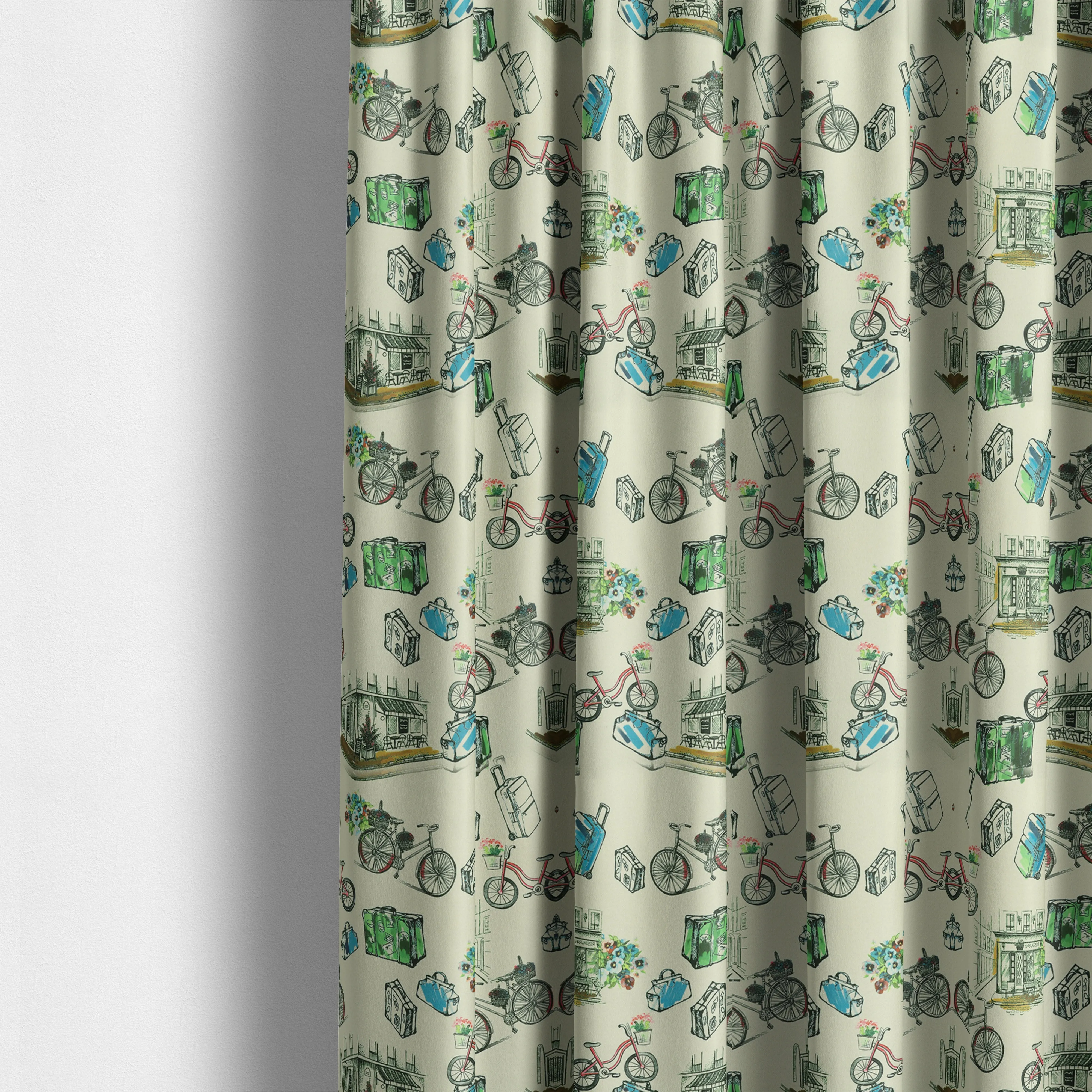 Freedom Printed Velvet Fabric Bicycle Outdoor Travel Suitcase Pattern Upholstery Fabrics CTR-466 - Made To Measure Curtains