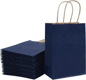 Gitanjali Paper Curves®- Gift Paper Bag (Blue Color) - 8x4x10 inches (25 pcs) - Small Party Favor Goodie Bag, Craft Paper Return Gift Bags I Disposable Recycled Eco Friendly Paper Bags