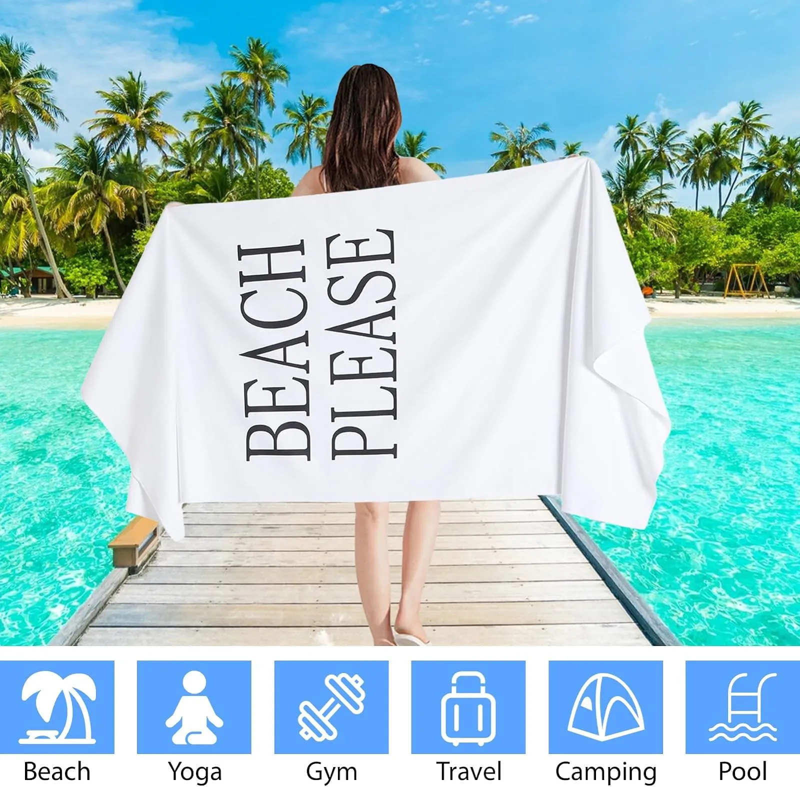 Lamyba Microfiber Beach Towels, Quick Dry (63" x 31.5") Sand Proof, Absorbent, Compact, Lightweight Towel for for Backpacking,Gym,Beach,Swimming,Yoga