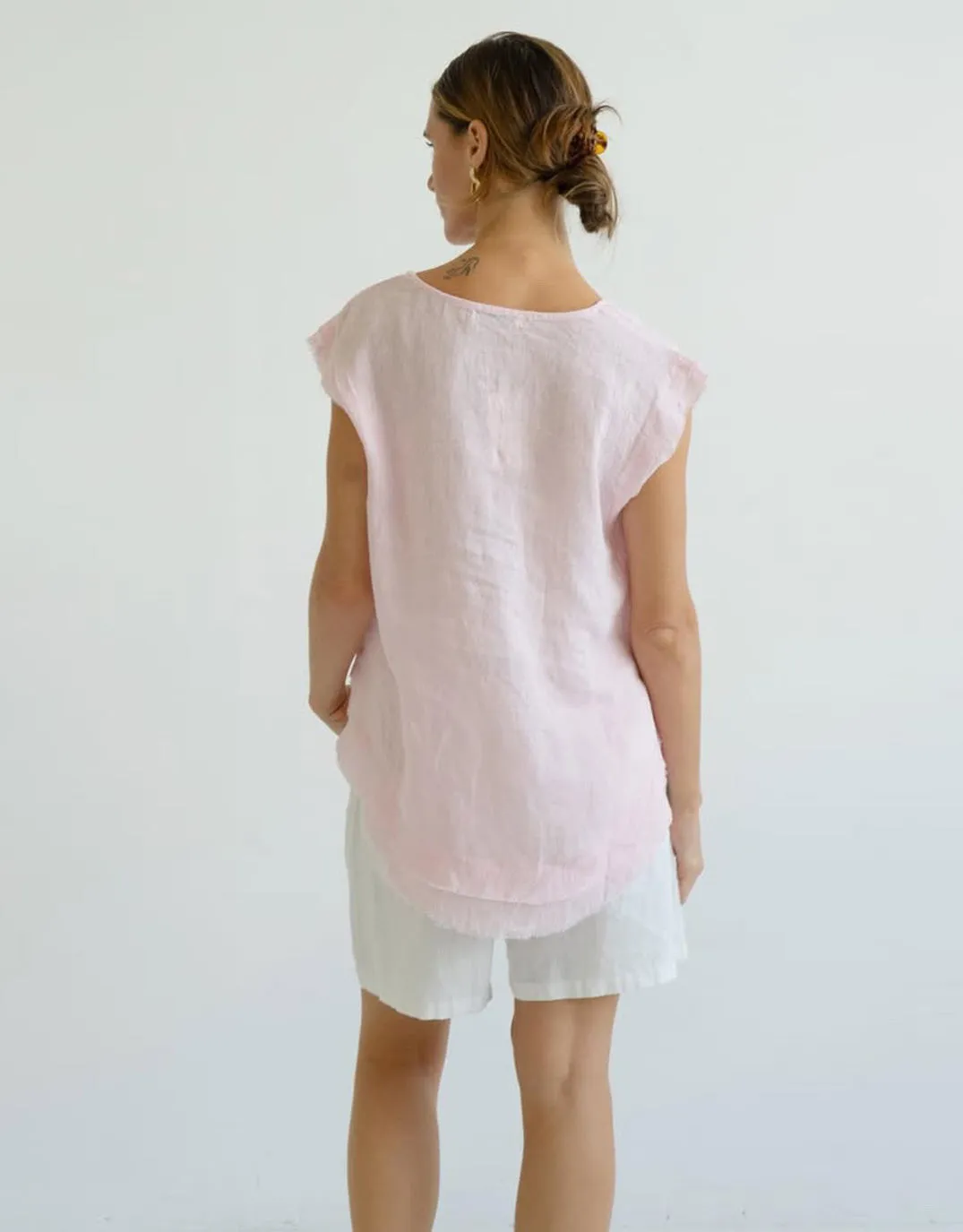 Linen Shell Top - Pink